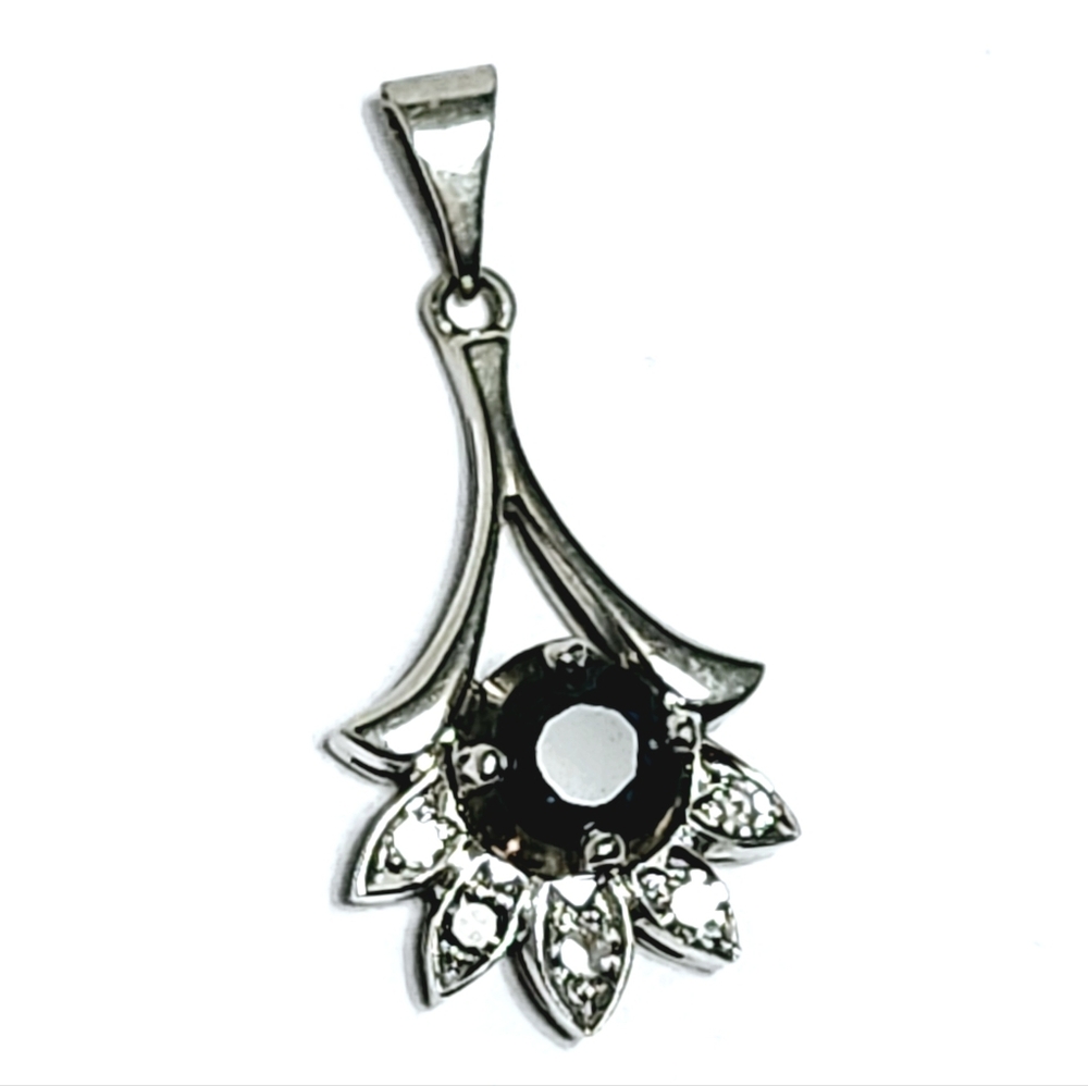 0.50 ct Sapphire Diamond 10K Gold Pendant